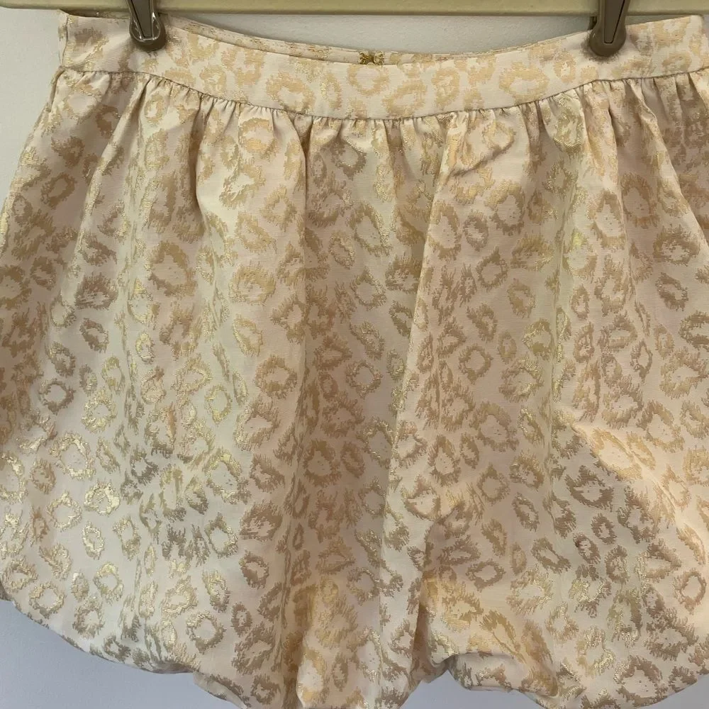 Lilly Pulitzer Leah Animal Print Skirt Gold Dazzle Leopard Jacquard Womens 8 - Picture 2 of 7